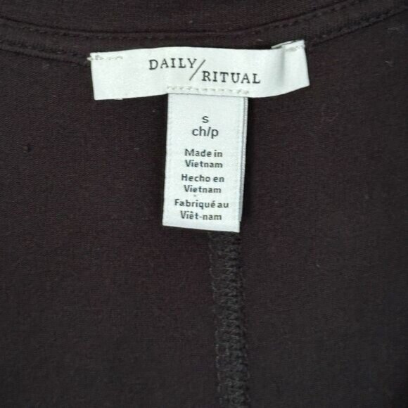 Daily Ritual Black Sleeveless Midi Dress Small Minimalist V Neck Soft Comfy - Picture 6 of 6